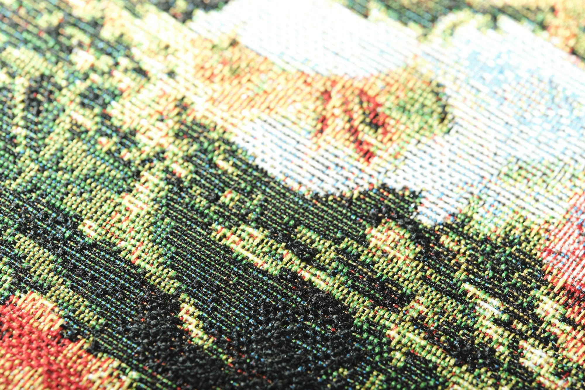 Detail: Stiche und Farbverläufe einer Vintagestickerei